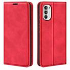 For Motorola Moto G52 4G Retro-skin Magnetic Suction Leather Phone Case(Red) - 1