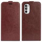 For Motorola Moto G52 4G R64 Texture Vertical Flip Leather Phone Case(Brown) - 1