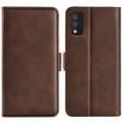 For  TCL 30T Dual-side Magnetic Buckle Leather Phone Case(Brown) - 1