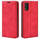 For TCL 30T Retro-skin  Magnetic Suction Leather Phone Case(Red) - 1