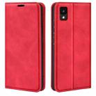 For TCL 30Z Retro-skin Magnetic Suction Leather Phone Case(Red) - 1