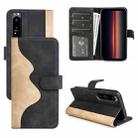 For Sony Xperia 1 IV Stitching Horizontal Flip Leather Phone Case(Black) - 1