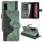 For Sony Xperia 1 IV Stitching Horizontal Flip Leather Phone Case(Green) - 1