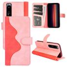 For Sony Xperia 1 IV Stitching Horizontal Flip Leather Phone Case (Pink) - 1