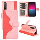 For Sony Xperia 10 IV Stitching Horizontal Flip Leather Phone Case (Pink) - 1