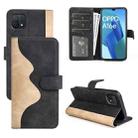 For OPPO A16e Stitching Horizontal Flip Leather Phone Case(Black) - 1