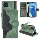 For OPPO A16e Stitching Horizontal Flip Leather Phone Case(Green) - 1