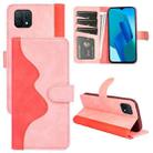 For OPPO A16e Stitching Horizontal Flip Leather Phone Case (Pink) - 1