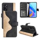 For OPPO A36 / A76 Stitching Horizontal Flip Leather Phone Case(Black) - 1