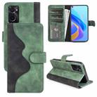 For OPPO A36 / A76 Stitching Horizontal Flip Leather Phone Case(Green) - 1