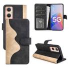 For OPPO A96 5G Stitching Horizontal Flip Leather Phone Case(Black) - 1