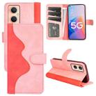 For OPPO A96 5G Stitching Horizontal Flip Leather Phone Case (Pink) - 1