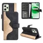 For OPPO Realme C35 Stitching Horizontal Flip Leather Phone Case(Black) - 1