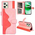 For OPPO Realme C35 Stitching Horizontal Flip Leather Phone Case (Pink) - 1