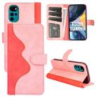For Motorola Moto G22 4G Stitching Horizontal Flip Leather Phone Case(Pink) - 1