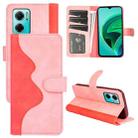 For Xiaomi Redmi Note 11E / Redmi 10 5G Stitching Horizontal Flip Leather Phone Case (Pink) - 1