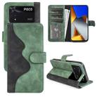 For Xiaomi Poco M4 Pro 4G Stitching Horizontal Flip Leather Phone Case(Green) - 1