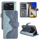 For Xiaomi Poco M4 Pro 4G Stitching Horizontal Flip Leather Phone Case(Blue) - 1