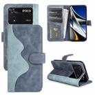 For Xiaomi Poco X4 Pro 5G Stitching Horizontal Flip Leather Phone Case(Blue) - 1