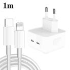 PD 35W Dual USB-C / Type-C Ports Charger with 1m Type-C to 8 Pin Data Cable, EU Plug - 1