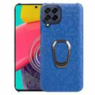 For Samsung Galaxy M53 Ring Holder Honeycomb PU Skin Phone Case(Navy Blue) - 1