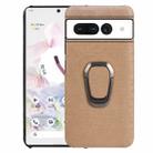 For Google Pixel 7 Pro Ring Holder Honeycomb PU Skin Phone Case(Coffee) - 1