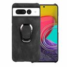 For Google Pixel 7 Ring Holder PU Phone Case(Black) - 1