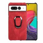 For Google Pixel 7 Ring Holder PU Phone Case(Red) - 1