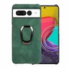 For Google Pixel 7 Ring Holder PU Phone Case(Dark Green) - 1