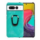 For Google Pixel 7 Ring Holder PU Phone Case(Mint Green) - 1