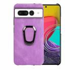 For Google Pixel 7 Pro Ring Holder PU Phone Case(Purple) - 1