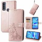 For TCL 4X 5G Four-leaf Clasp Embossed Buckle Leather Phone Case(Rose Gold) - 1