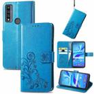 For TCL 4X 5G Four-leaf Clasp Embossed Buckle Leather Phone Case(Blue) - 1