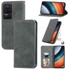 For Xiaomi Redmi K40S Retro Skin Feel Magnetic Leather Phone Case(Gray) - 1