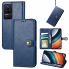 For Xiaomi Redmi K40S Retro Solid Color Buckle Leather Phone Case(Blue) - 1