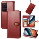 For Xiaomi Redmi K40S Retro Solid Color Buckle Leather Phone Case(Red) - 1