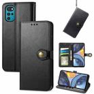 For Motorola Moto G22 Retro Solid Color Buckle Leather Phone Case(Black) - 1