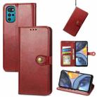 For Motorola Moto G22 Retro Solid Color Buckle Leather Phone Case(Red) - 1