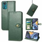 For Motorola Moto G22 Retro Solid Color Buckle Leather Phone Case(Green) - 1