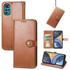 For Motorola Moto G22 Retro Solid Color Buckle Leather Phone Case(Brown) - 1