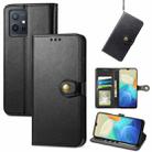 For vivo Y55 5G Retro Solid Color Buckle Leather Phone Case(Black) - 1