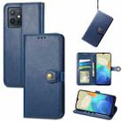 For vivo Y55 5G Retro Solid Color Buckle Leather Phone Case(Blue) - 1