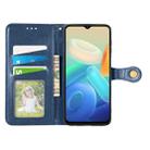 For vivo Y55 5G Retro Solid Color Buckle Leather Phone Case(Blue) - 3