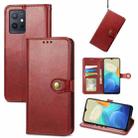 For vivo Y55 5G Retro Solid Color Buckle Leather Phone Case(Red) - 1