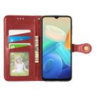 For vivo Y55 5G Retro Solid Color Buckle Leather Phone Case(Red) - 3