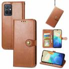 For vivo Y55 5G Retro Solid Color Buckle Leather Phone Case(Bronw) - 1