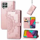 For Samsung Galaxy M53 Mandala Flower Embossed Horizontal Flip Leather Phone Case(Rose Gold) - 1