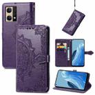 For OPPO Reno7 4G Mandala Flower Embossed Horizontal Flip Leather Phone Case(Purple) - 1