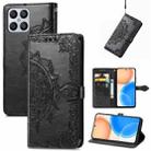 For Honor X8 Mandala Flower Embossed Horizontal Flip Leather Phone Case(Black) - 1