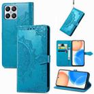 For Honor X8 Mandala Flower Embossed Horizontal Flip Leather Phone Case(Blue) - 1